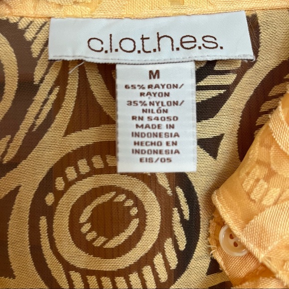 Retro Circles Sheer Button Up Top See Through Coverup by c.l.o.t.h.e.s. - Picture 7 of 11